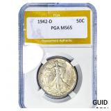 1942-D Walking Liberty Half Dollar PGA MS65