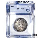 1907 Barber Half Dollar ICG VF20