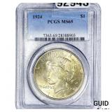 1924 Silver Peace Dollar PCGS MS65