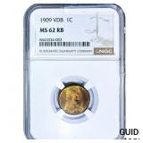 1909 VDB Wheat Cent NGC MS62 RB