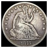 1875 Seated Liberty Half Dollar LIGHTLY CIRCULATED