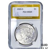 1926-S Silver Peace Dollar PGA MS64
