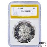 1882-O Morgan Silver Dollar PGA MS64 PL