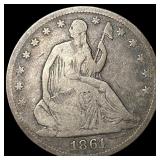 1861 Silver Seated Liberty Half Dollar NICELY  CI