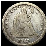 1845 Silver Seated Liberty Quarter LIGHTLY CIRCULA
