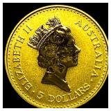 1990 Gold 1/20 oz Australian Nugget $5 CHOICE PROO