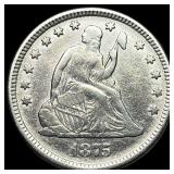 1875 Seated Liberty Quarter ABOUT UNCIRCULATED