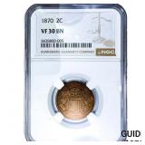 1870 2C Shield NGC VF30 BN