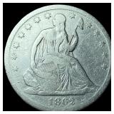 1862-S Silver Seated Liberty Half Dollar  LIGHTLY