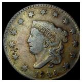 1824 Coronet Head Large Cent LIGHTLY  CIRCULATED