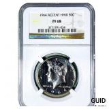 1964 Kennedy Half Dollar NGC PF68 Accent Hair