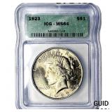 1923 Silver Peace Dollar ICG MS64