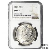 1883-CC Morgan Silver Dollar NGC MS63