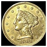 1901 Liberty Head Gold Quarter Eagle $2.50 UNCIRCU
