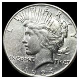 1924 Silver Peace Dollar CLOSELY UNCIRCULATED
