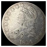 1824 Capped Bust Half Dollar LIGHTLY  CIRCULATED