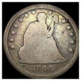 1844-O Silver Seated Liberty Quarter LIGHTLY CIRCU