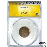 1908-S Indian Head Cent ANACS VF30