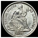 1876-CC Silver Seated Liberty Dime CHOICE AU