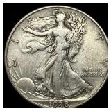 1938-D Silver Half Dollar Walking Liberty NEARLY U