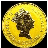 1990 1/20 oz Gold Australian Nugget $5 CHOICE PROO