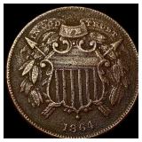 1864 Two-Cent Piece NEARLY UNCIRCULATED