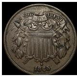 1865 Copper Two-Cent Piece ABOUT UNCIRCULATED