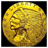 1912 Indian Head $2.5 Gold Quarter Eagle UNCIRCULA