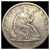 1867-S Silver Half Dollar ABOUT UNCIRCULATED