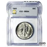 1943 Walking Liberty Half Dollar ICG MS64