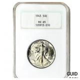1945 Walking Liberty Half Dollar NGC MS65