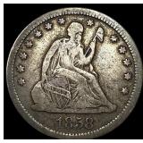 1858-O Silver Seated Liberty Quarter NEARLY UNCIRC