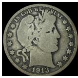 1913 Barber Half Dollar LIGHTLY CIRCULATED
