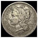 1867 Nickel Three-Cent Piece NEARLY UNCIRCULATED