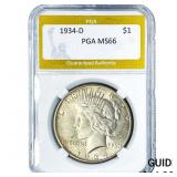 1934-D Silver Peace Dollar PGA MS66