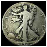 1921-S Silver Walking Liberty Half Dollar NICELY C