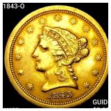 1843-O $2.50 Gold Quarter Eagle CHOICE AU