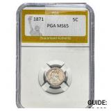 1871 Seated Liberty Half Dime PGA MS65