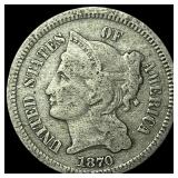 1870 Nickel Three-Cent Piece NEARLY UNCIRCULATED
