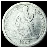 1864-S Silver Seated Liberty Dime LIGHTLY CIRCULAT