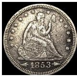 1853 Arrows Seated Liberty Quarter NEARLY UNCIRCUL