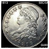 1813 50C/UNI Capped Bust Half Dollar CHOICE AU