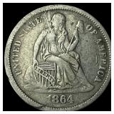 1864-S Silver Seated Liberty Dime LIGHTLY CIRCULAT