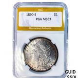 1890-S Morgan Silver Dollar PGA MS63