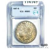 1887-S Morgan Silver Dollar ICG MS63