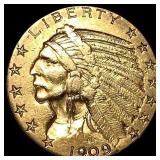 1909 Indian Head $5 Gold Half Eagle CHOICE AU