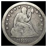 1858 Seated Liberty Silver Quarter NICELY CIRCULAT