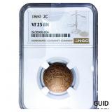 1869 2C Shield NGC VF25 BN