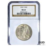 1941-S Walking Liberty Half Dollar NGC MS64
