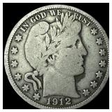 1912-S Silver Barber Half Dollar LIGHTLY CIRCULATE